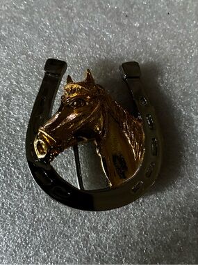 Gold Horse Head on Silver Horseshoe buckle belt- Men Accessories